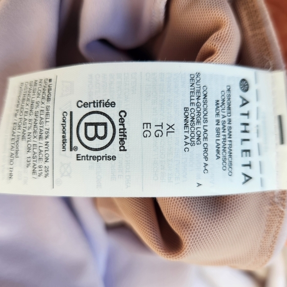 Athleta Tank Top Women's Extra Large Lilac Cropped Activewear Lined Lace Top - Picture 10 of 11